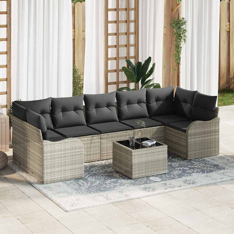 Tuin Sofa Set met kussen 8 pcs Licht Grijs en Donker Grijs