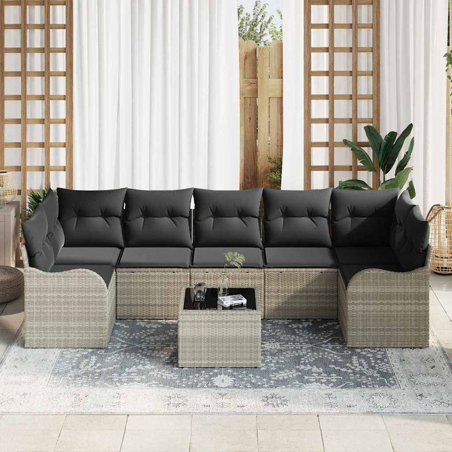 Tuin Sofa Set met kussen 8 pcs Licht Grijs en Donker Grijs