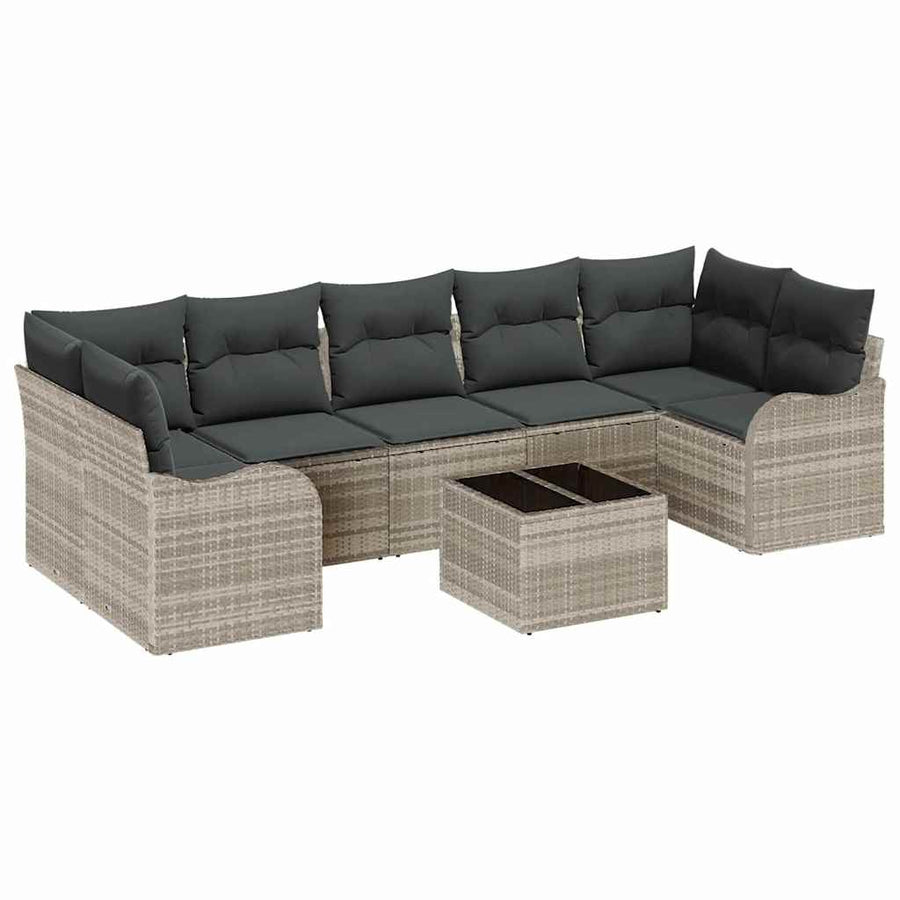Tuin Sofa Set met kussen 8 pcs Licht Grijs en Donker Grijs
