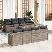 Loungeset poly rotan grijs 231x62x85 cm