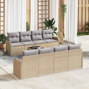Tuinset poly rattan 9-delig beige grijs