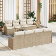 Tuin loungeset poly rattan staal glas beige crème