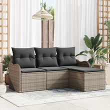 Tuin Sofa Set met opslag 4 pcs Grijs poly rattan