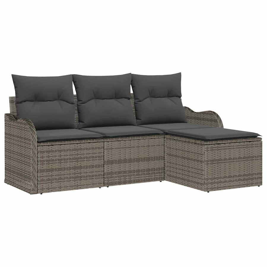 Tuin Sofa Set met opslag 4 pcs Grijs poly rattan