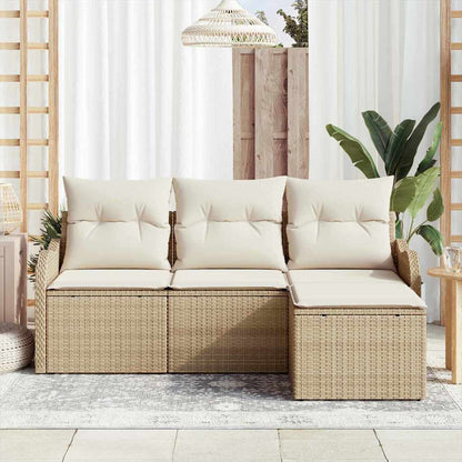 Tuin Sofa Set 4 st Beige poly rattan