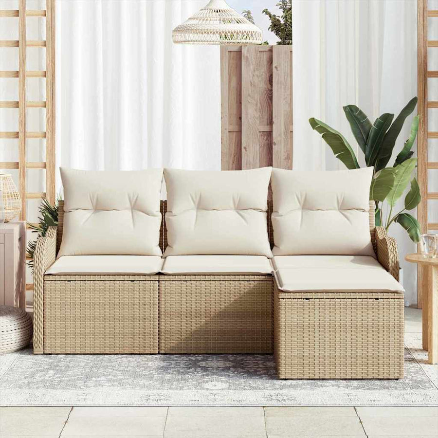 Tuin Sofa Set 4 st Beige poly rattan