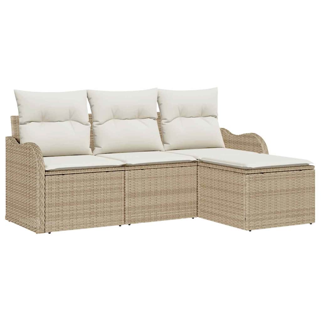 Tuin Sofa Set 4 st Beige poly rattan
