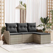 Tuinset poly rattan lichtgrijs 4 personen modulair met opslag