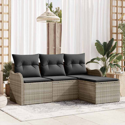 Tuin Sofa Set met opslag 4 pcs Lichtgrijs poly rattan