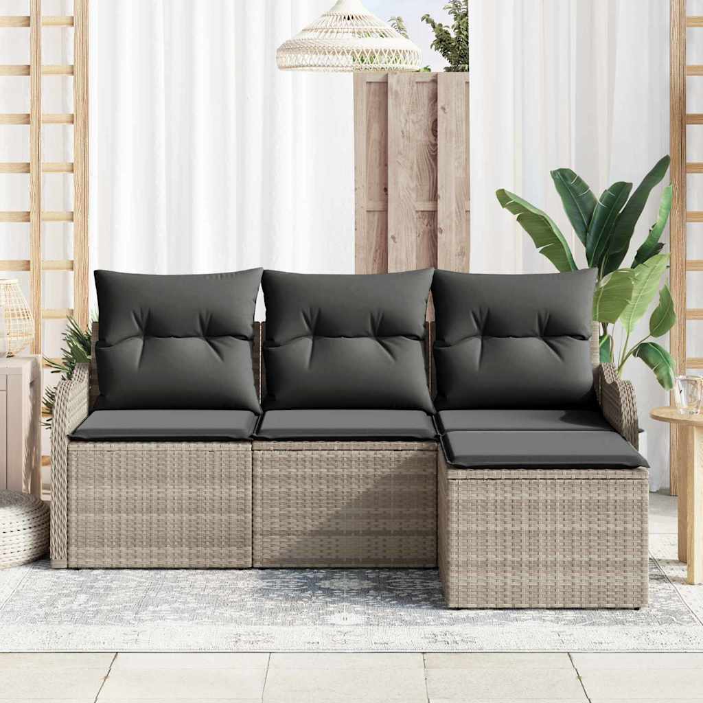 Tuin Sofa Set met opslag 4 pcs Lichtgrijs poly rattan