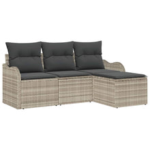 Tuin Sofa Set met opslag 4 pcs Lichtgrijs poly rattan