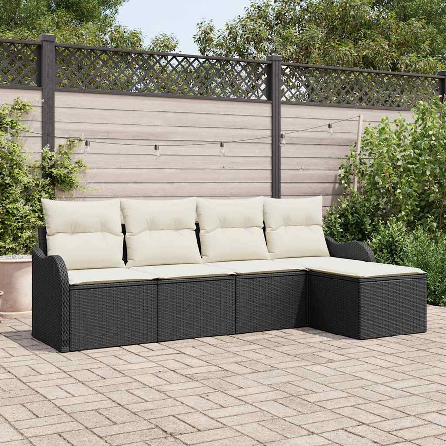 Tuin Sofa Set met kussen met opslag 5 pcs Zwart Poly riet