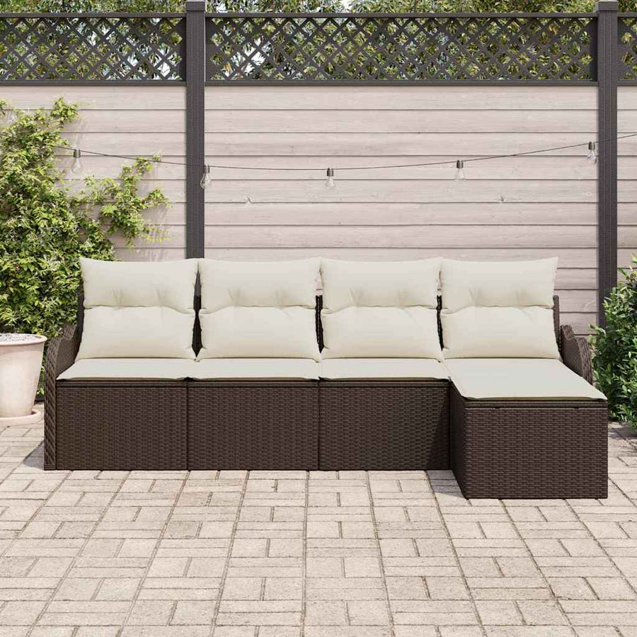 Tuin Sofa Set met kussen met opslag 5 pcs Bruin Poly riet