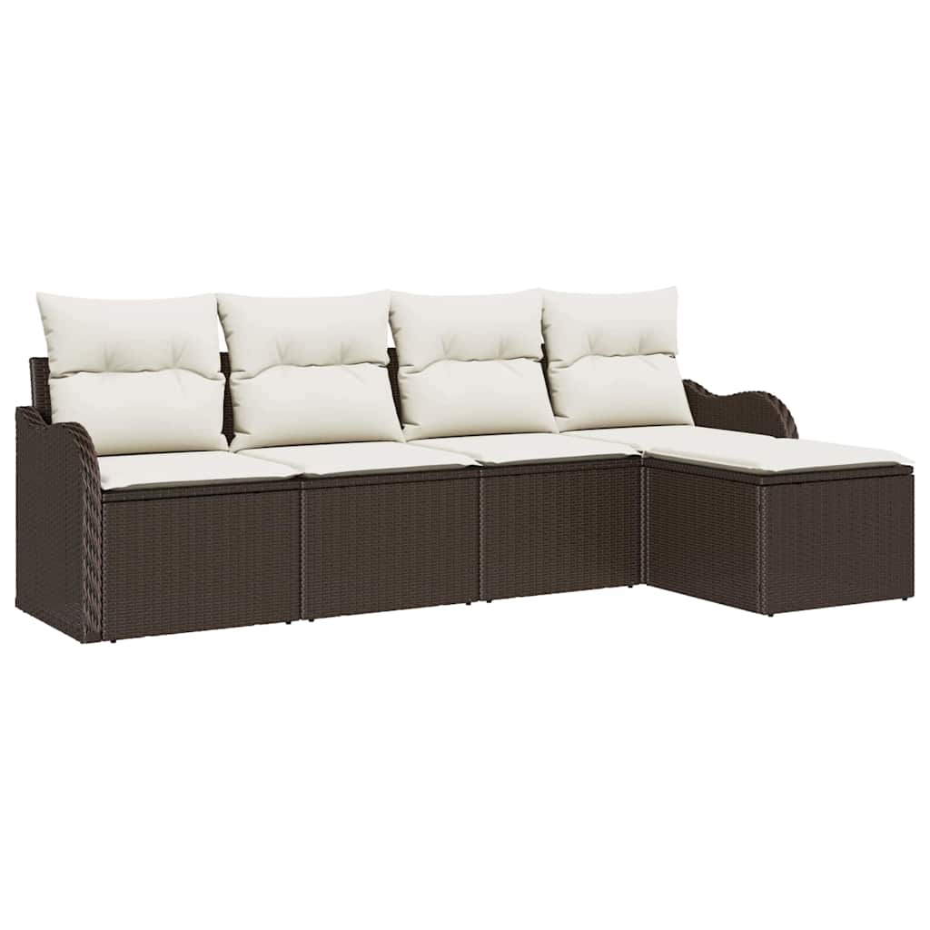 Tuin Sofa Set met kussen met opslag 5 pcs Bruin Poly riet