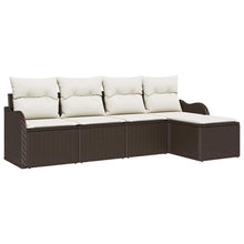 Tuin Sofa Set met kussen met opslag 5 pcs Bruin Poly riet