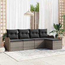 Tuin Sofa Set met kussen met opslag 5 pcs Grijs Poly riet