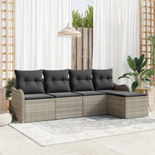 Tuin Sofa Set met kussen met opslag 5 pcs Lichtgrijs Poly riet