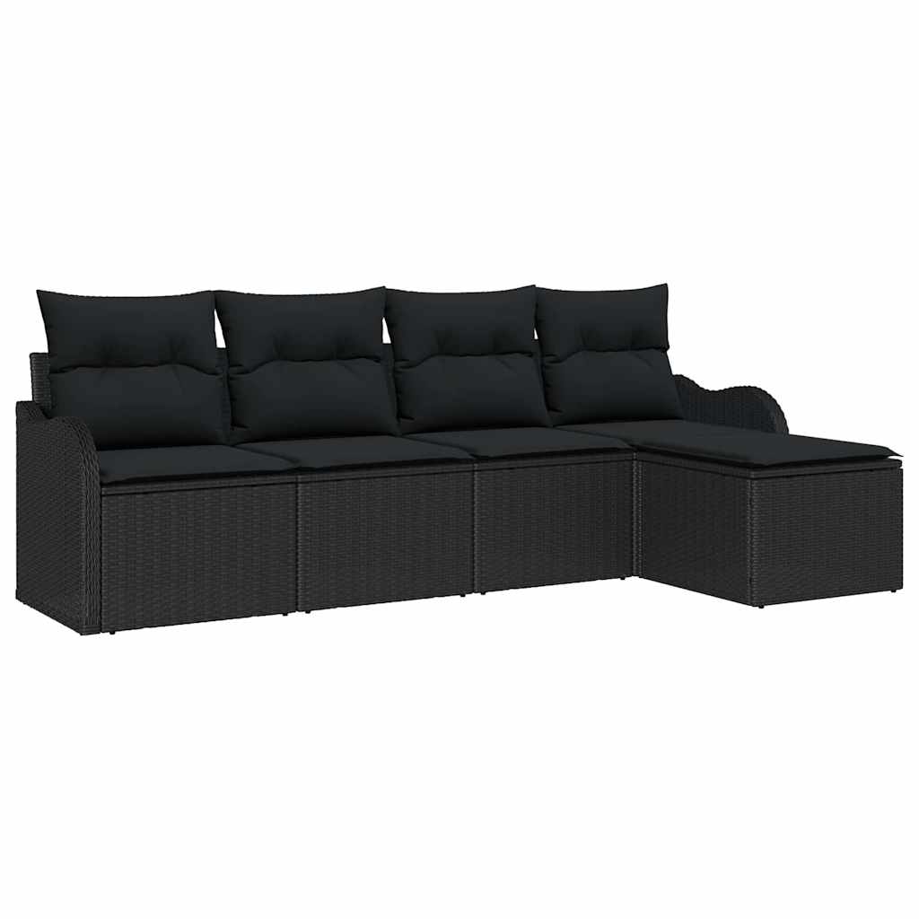 Tuin Sofa Set met opslag 5 pcs Zwart poly rattan