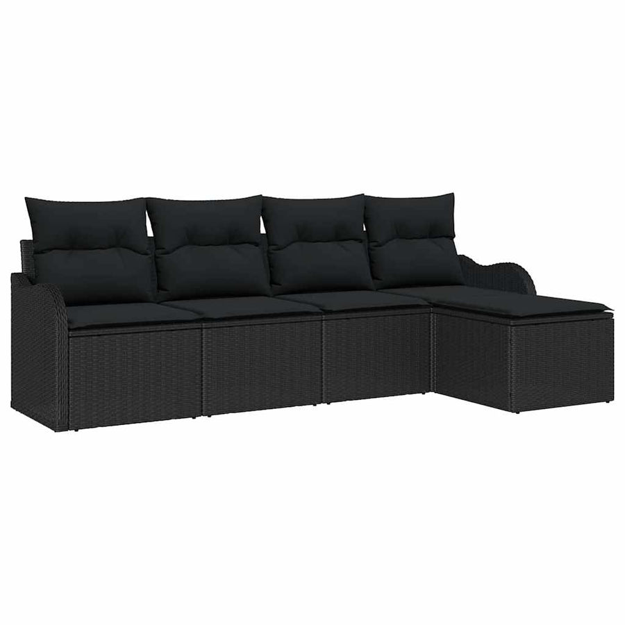Tuin Sofa Set met opslag 5 pcs Zwart poly rattan