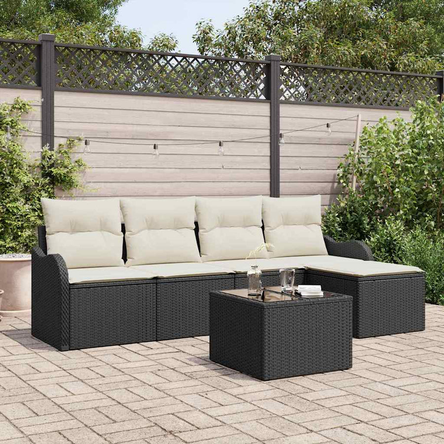 Tuin Sofa Set met opslag 6 pcs Bruin poly rattan