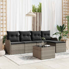 Garden Sofa Set with cushions with storage 6 pcs Black Poly Rattan