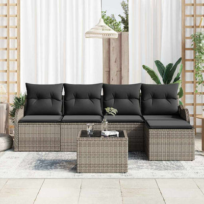 Tuin Sofa Set met kussen met opslag 6 pcs Zwart Poly riet