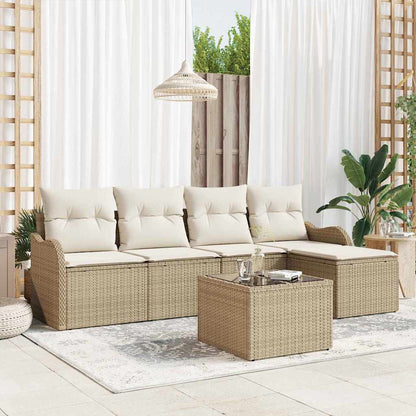 Tuin Sofa Set met kussen met opslag 6 pcs Bruin Poly riet