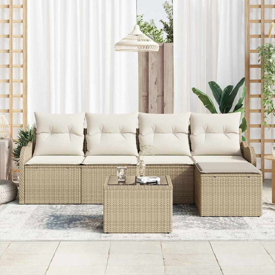 Tuin Sofa Set met kussen met opslag 6 pcs Bruin Poly riet