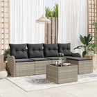Garden Sofa Set with Cushion Storage 6 pcs Grey Poly Rattan