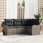 Garden Sofa Set with Storage 4 pcs Grey poly rattan