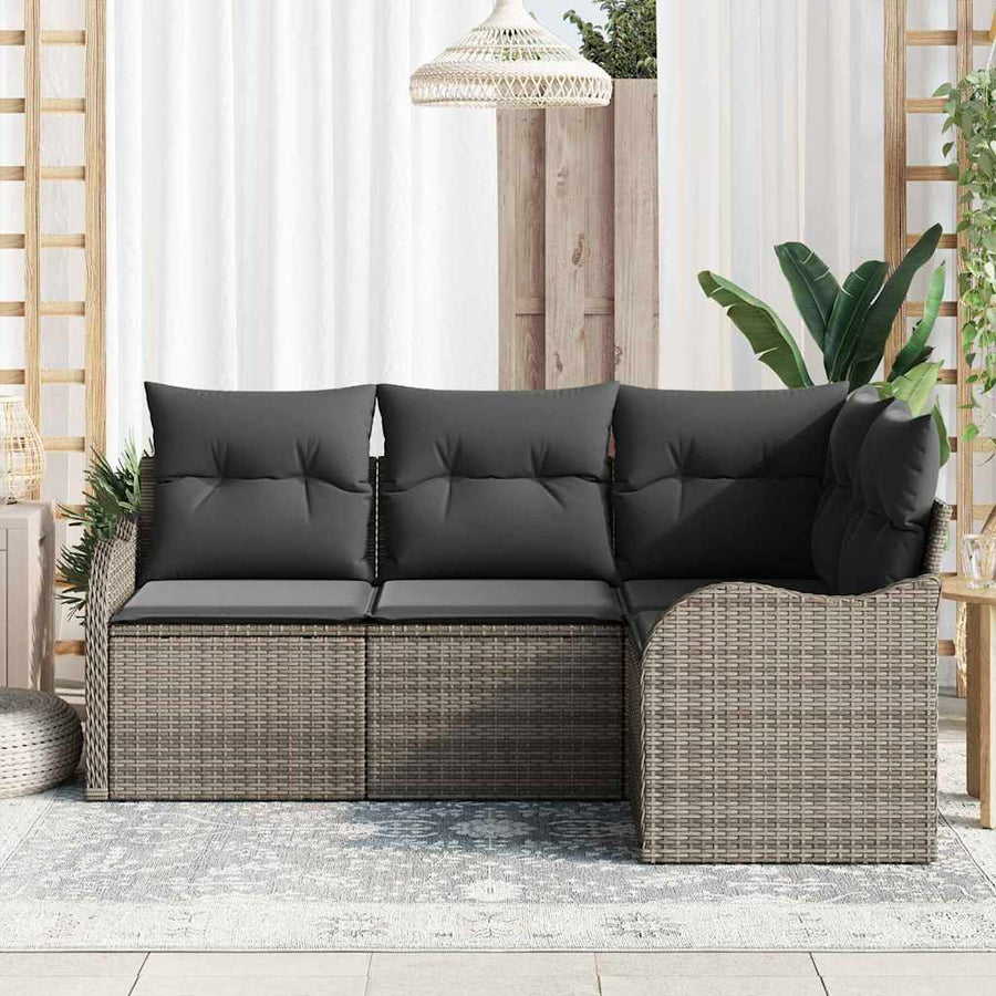 Tuin Sofa Set met opslag 4 pcs Grijs poly rattan