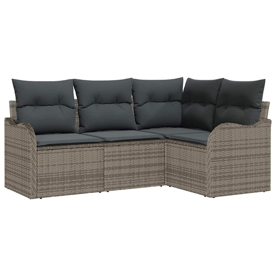 Tuin Sofa Set met opslag 4 pcs Grijs poly rattan