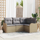 Garden Sofa Set with Storage 4 pcs Beige poly rattan