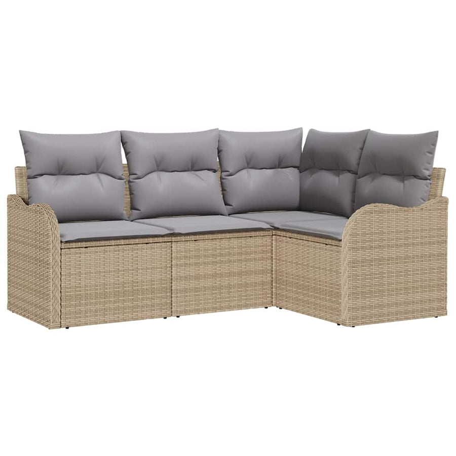 Tuin Sofa Set Met Opslag 4 Pcs Poly Rattan beige en lichtgrijs zonder tafel