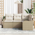 Tuinset poly rattan 4-zits modulair beige met opslag