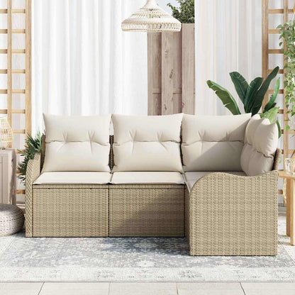 Tuin Sofa Set met opslag 4 pcs Beige poly rattan