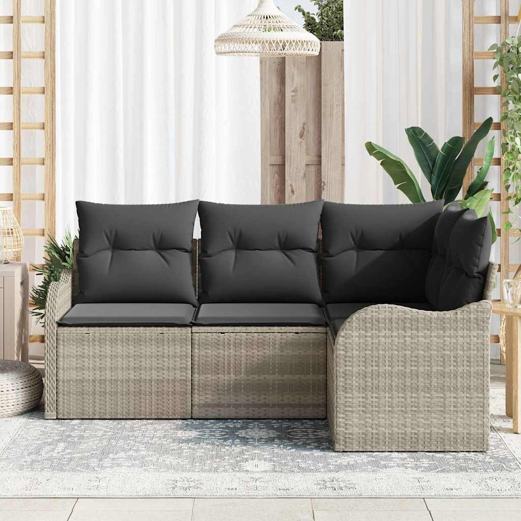 Tuin Sofa Set met opslag 4 pcs Lichtgrijs poly rattan