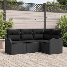 Tuin Sofa Set met opslag 4 pcs Zwart poly rattan