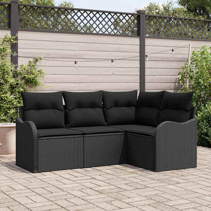 Tuin Sofa Set met opslag 4 pcs Zwart poly rattan