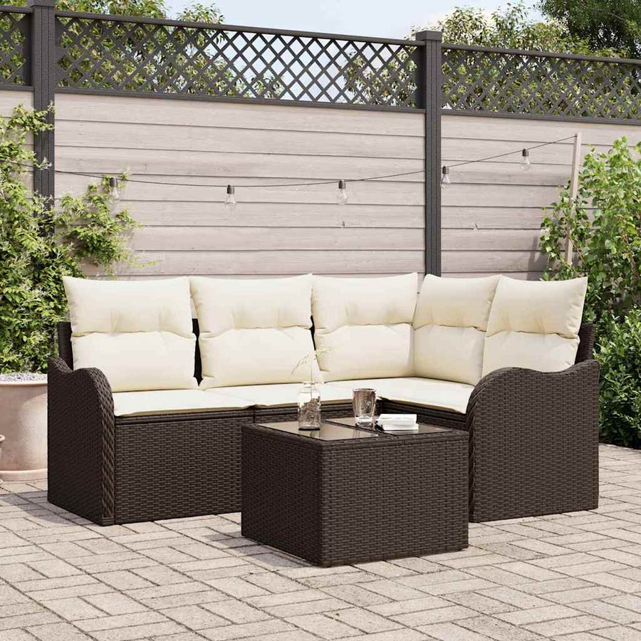 Tuin Sofa Set met opslag 5 pcs Grijs poly rattan