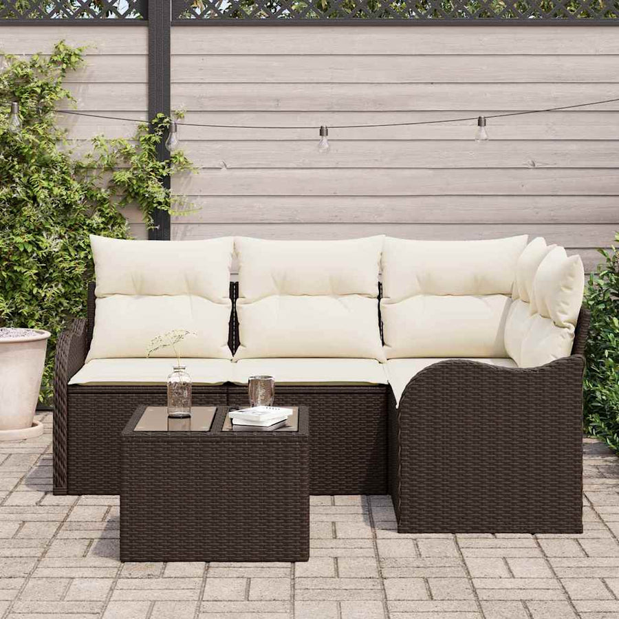 Tuin Sofa Set met opslag 5 pcs Grijs poly rattan