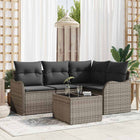 Garden Sofa Set with Storage 5 pcs Black poly rattan