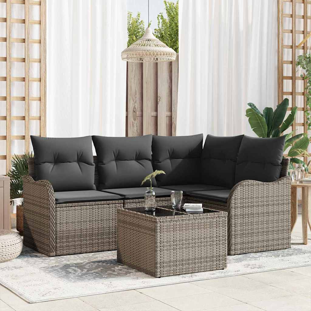 Tuin Sofa Set met opslag 5 pcs Zwart poly rattan