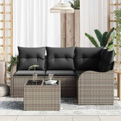 Tuin Sofa Set met opslag 5 pcs Zwart poly rattan