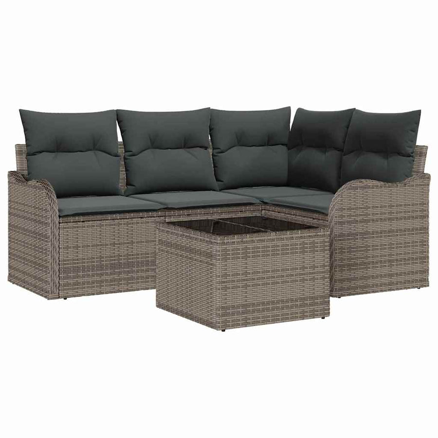 Tuin Sofa Set met opslag 5 pcs Zwart poly rattan