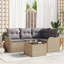 Tuin Sofa Set Met Opslag 5 Pcs Zwart Poly Rattan beige en lichtgrijs met tafel