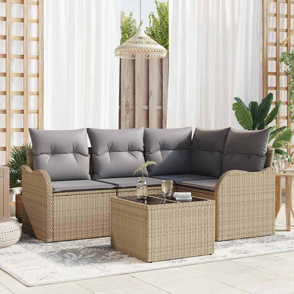 Tuin Sofa Set Met Opslag 5 Pcs Zwart Poly Rattan beige en lichtgrijs met tafel
