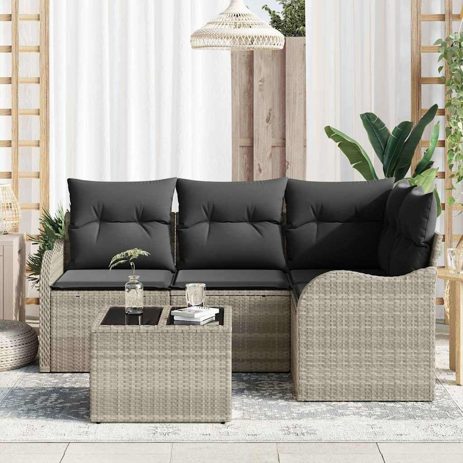 Tuin Sofa Set met opslag 5 pcs Grijs poly rattan