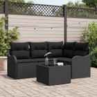 Garden Sofa Set with Storage 5 pcs Beige poly rattan