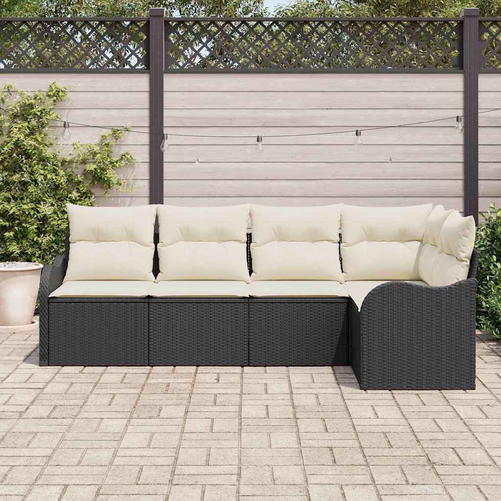 Tuin Sofa Set met opslag 5 pcs Zwart poly rattan